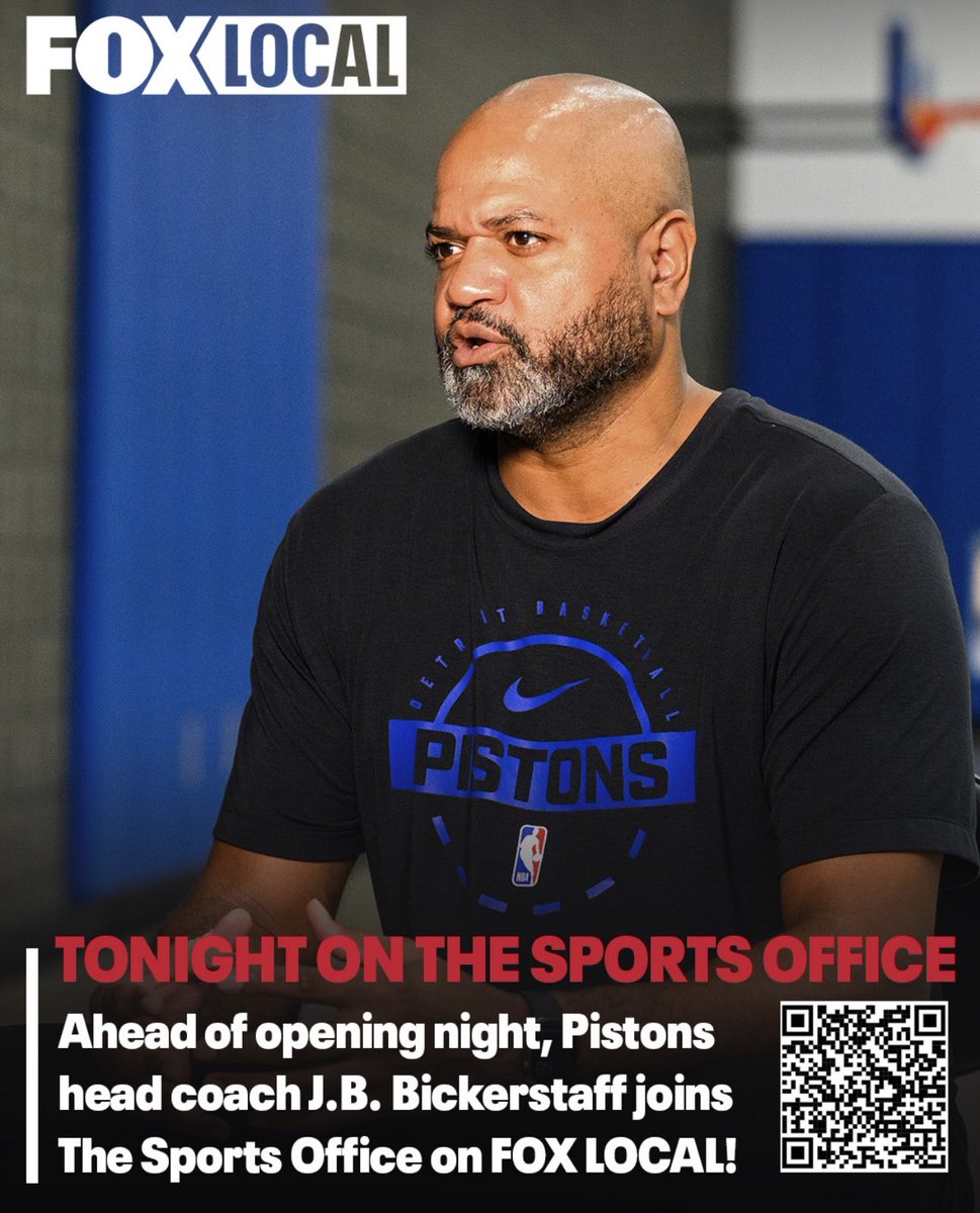 Dan Miller (@danmillerfox2) on Twitter photo This is going to be great. Couldn’t be more excited about the upcoming <a href="/DetroitPistons/">Detroit Pistons</a> season getting underway. Hammer will discuss it with the Head Coach tonight on The Sports Office at 7pm on the Fox Local App. Hit the QR code below or grab it in your App Store. This is going to be great. Couldn’t be more excited about the upcoming <a href="/DetroitPistons/">Detroit Pistons</a> season getting underway. Hammer will discuss it with the Head Coach tonight on The Sports Office at 7pm on the Fox Local App. Hit the QR code below or grab it in your App Store.
