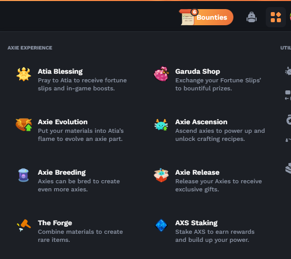 jackdlogan96's tweet photo. @pos2only @Stark_axie @Supergioia01 We do have a global menu on top that you can access every axie-core experience. https://t.co/JInz8fqmkq