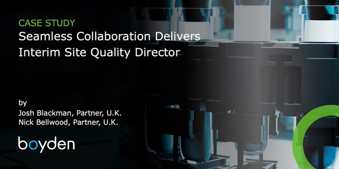 Case Study: When a global pharma client faced a critical leadership gap, Boyden’s #interim and #executivesearch teams delivered — fast.

An interim Site Quality Director was deployed within days, ensuring compliance, stability, and business continuity: boyden.com/media/seamless…