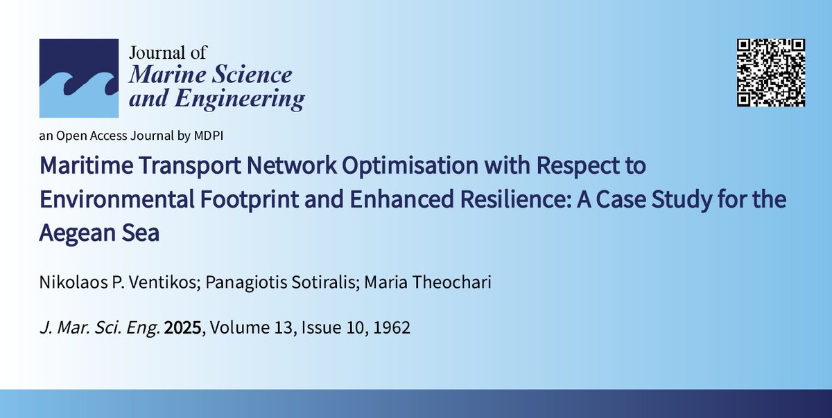 mrg_ntua's tweet image. 🚢New paper alert!
Our study on optimising maritime transport networks for reduced emissions and enhanced resilience — case study: Aegean Sea 🌊
📘 @niven_gr , @psotiralis &amp;amp; Theochari
🧾 @MDPIOpenAccess  @JMSE_MDPI 
🔗 doi.org/10.3390/jmse13…

#MaritimeTransport #Sustainability