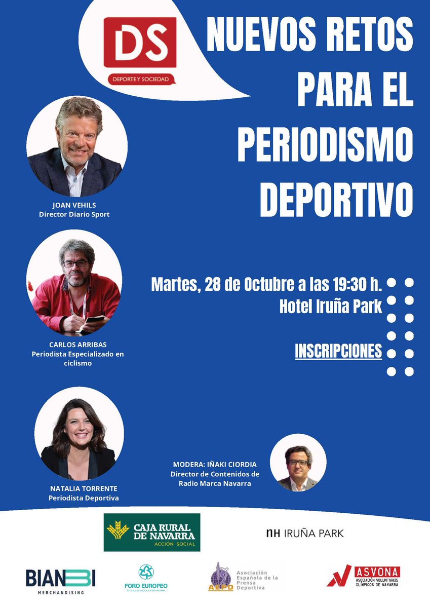Solo una semana para una nueva sesión de Deporte y Sociedad.
Si no te has apuntado, aún estás a tiempo:
forms.gle/Ey6PKixNFUyhny…
"Nuevos retos para el periodismo deportivo".