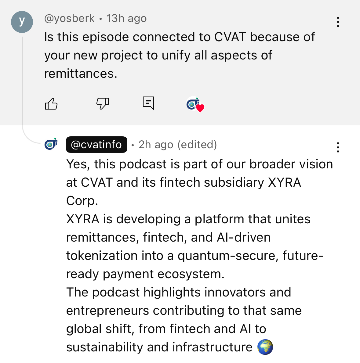 🎙️FinTech. AI. Remittances. #XYRA #CVAT
 youtube.com/watch?v=Xf3ojZ…