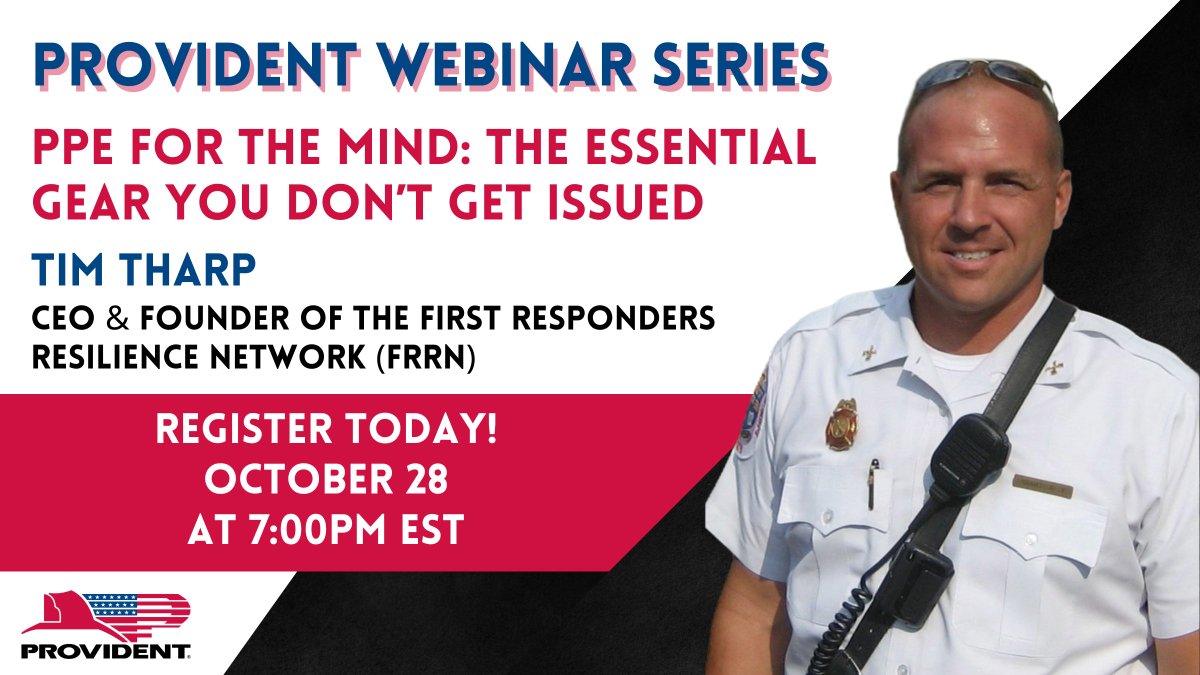 Next week! We're teaming up with First Responders Resilience Network for our webinar on Oct. 28! First responders are trained to protect their bodies with helmets, gloves, and turnout gear—but what protects the mind?   

➡️Learn more/register here: tinyurl.com/9uxtty6n