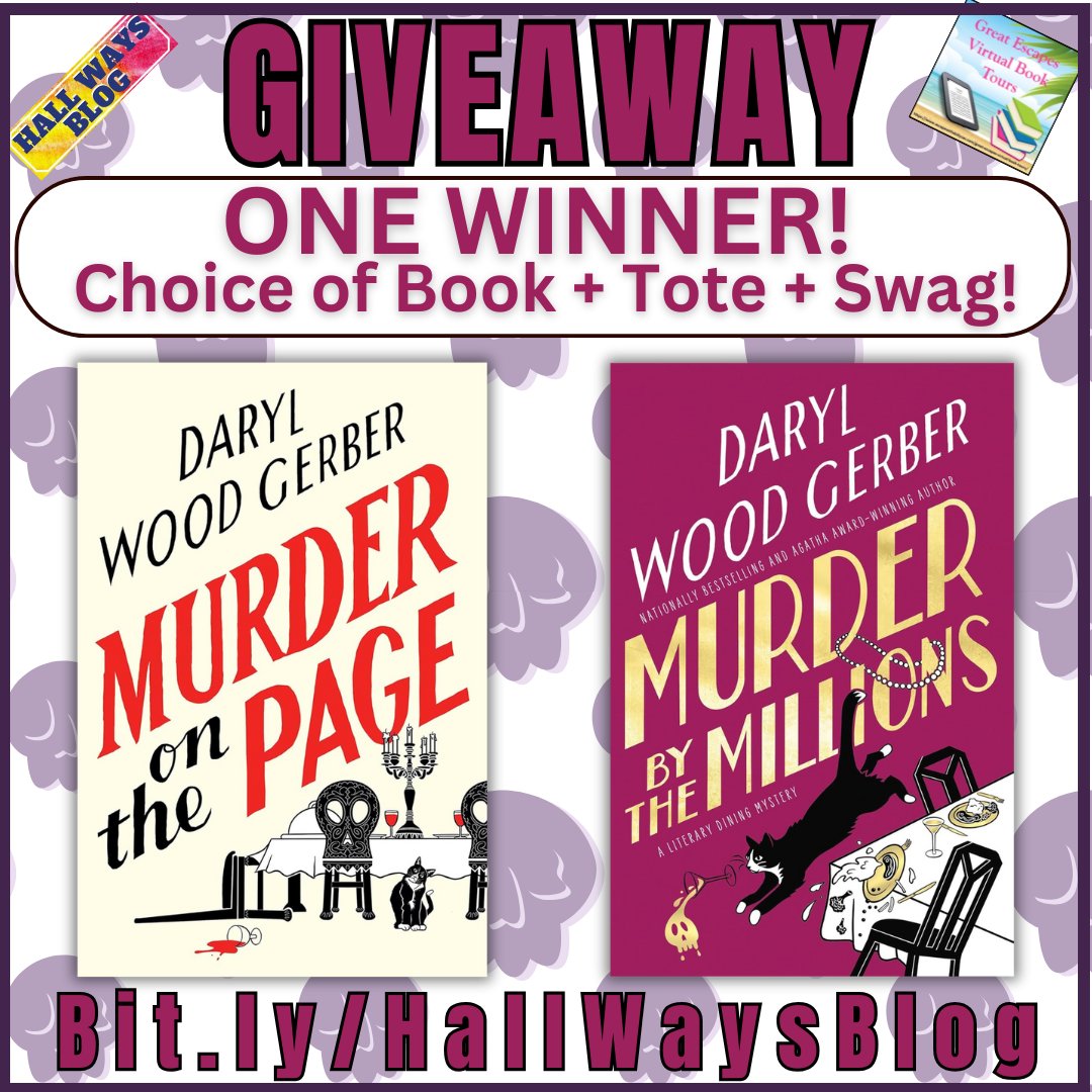 kristinethall's tweet image. On #HallWaysBlog: FINAL DAYS 2 #WIN MURDER BY THE MILLIONS + tote + swag on @dollycas Great Escapes Book Tours.
#cozymystery #culinarycozymystery #booksaboutbooks #newrelease #LiteraryDiningMysterySeries #DarylWoodGerber 
kristinehallways.blogspot.com/2025/10/murder…