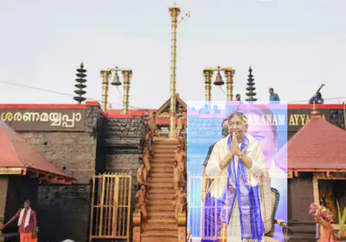 #SwamiSharanam <a href="/rashtrapatibhvn/">President of India</a> 
Hon'ble President Droupadi Murmu the first serving president to make the Pilgrimage to #Sabarimala May Bhagawan Ayyappa's blessings be showered upon her in abundance