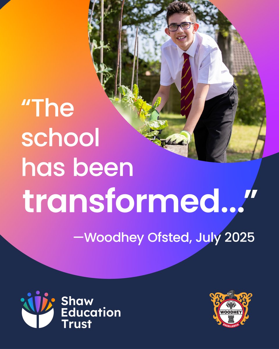 We are so proud of #TeamWoodhey. From ‘Requires Improvement’ to ‘Outstanding’ and ‘Good’, this transformation reflects the dedication of our staff, pupils, and community. 

A shining success for our Trust family! 

Read more: bit.ly/3WigpCq.