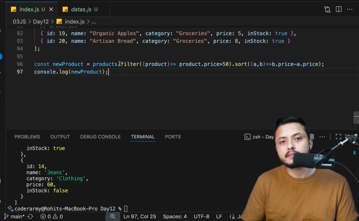 vkajal10's tweet image. Day 26&27 #buildinpublic
📌Today's learnings:
🔹️forEach()
🔹️.map- .set(), .get(), .has(), .delete
🔹️.filer -new array meeting condition
🔹️.reduce- eg. Sum, count items etc.
🔹️Set- .add , .has , .clear
#100DaysOfCode #JavaScript
#CodingJourney #WebDevelopment #day26