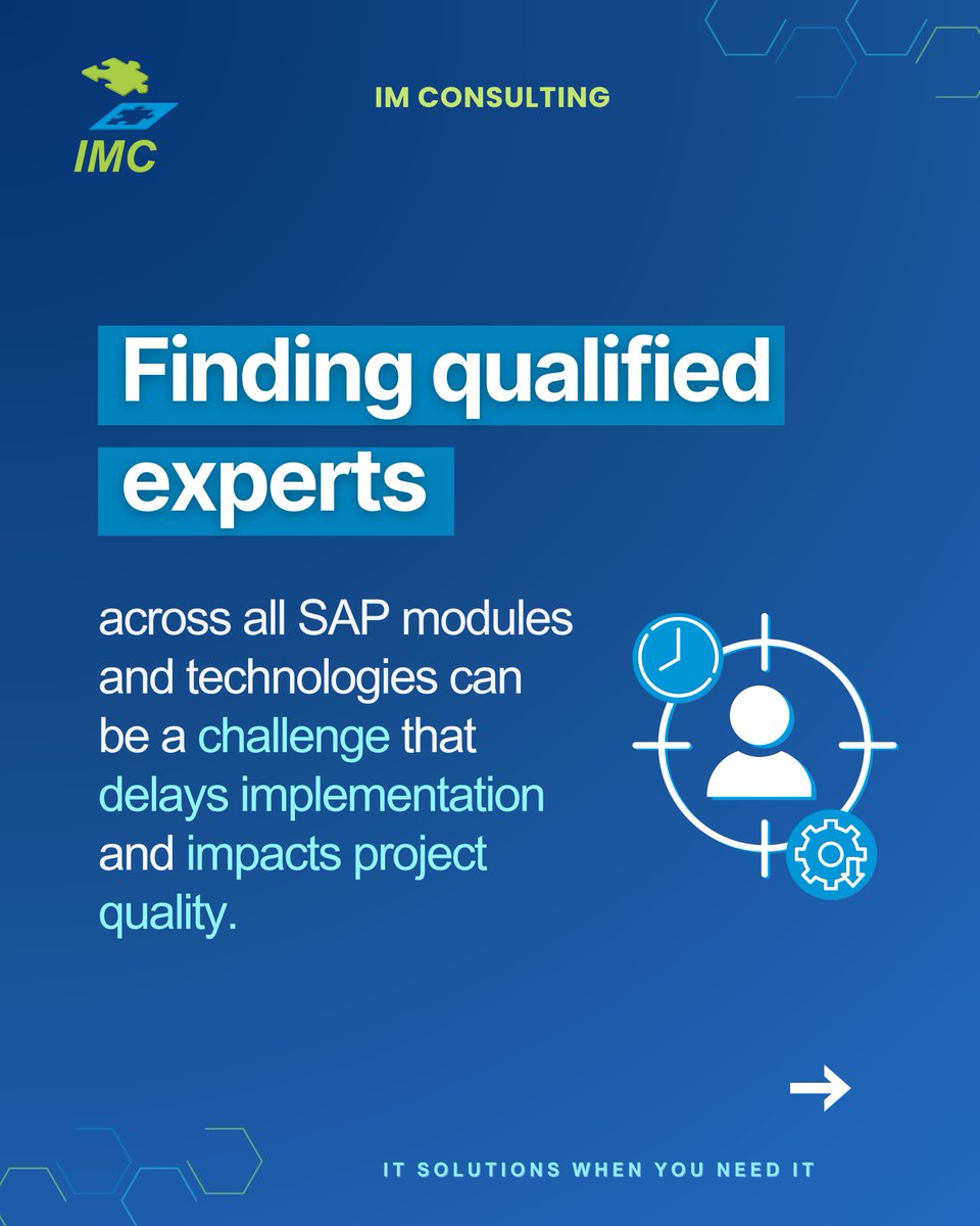 IMCItSolutions's tweet image. 🔎Struggling to find the right SAP talent? 
With our 𝐄𝐱𝐩𝐞𝐫𝐭 𝐌𝐨𝐝𝐞𝐥 𝐒𝐞𝐫𝐯𝐢𝐜𝐞, we connect you with SAP talent of global reach, on-site or off-site, across Functional, HR, Support, Dev &amp;amp; Analytics.

Every successful project starts with the right team.
📩 Contact us!