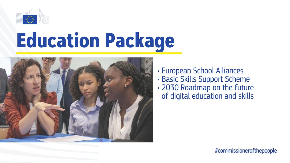 With the Education Package, we aim to prepare future generations to thrive in a modern society and a competitive economy.

Our goal is clear: to ensure that every young European has the competences and confidence to succeed. (2/4)