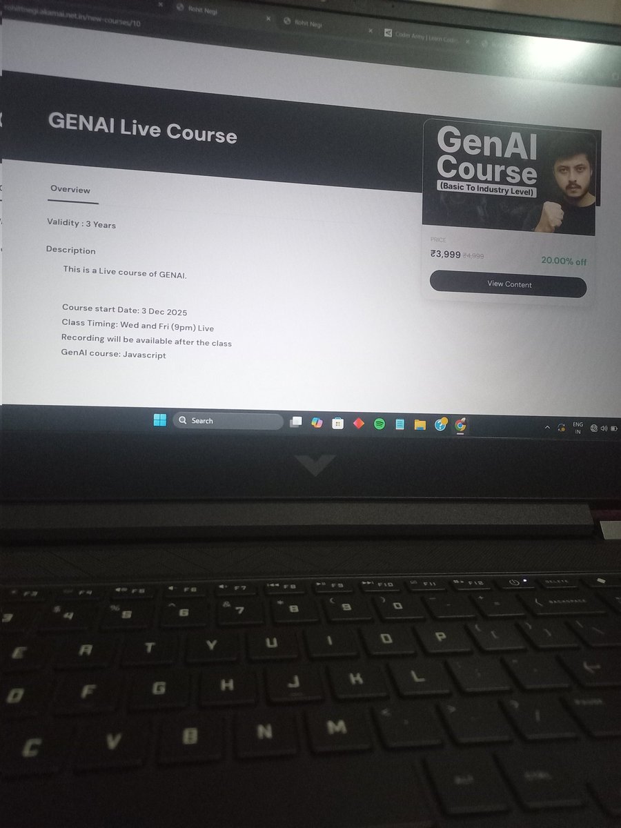 saloksingh32's tweet image. From Nexus to Strike ..
Although I bought this within 30 mins after launch, just posting it a bit late 😅
Super excited to start this new journey with @rohit_negi9 Bhaiya and @adityatandon02 Bhaiya 🙌
#Strike #CoderArmy #GenAI #DSA