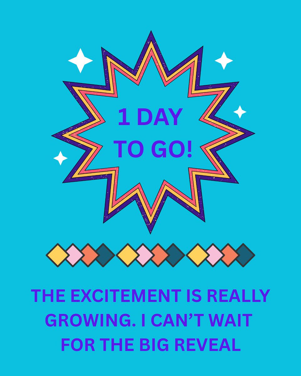 Only 1 day to go! I'm beyond excited to finally share what I've been working on. The countdown is nearly over and I can't wait for you all to see the big reveal tomorrow! #Excited #Reveal #Announcement