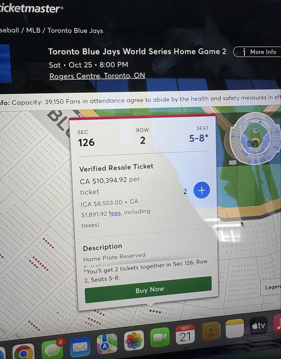 DylanDyson's tweet image. World Series Game 2 tickets in Toronto 1.5 hours after going on sale. Only tickets available are resale. 500-level seats going for $2000+ each. These profit chasing people ruin events for real fans.