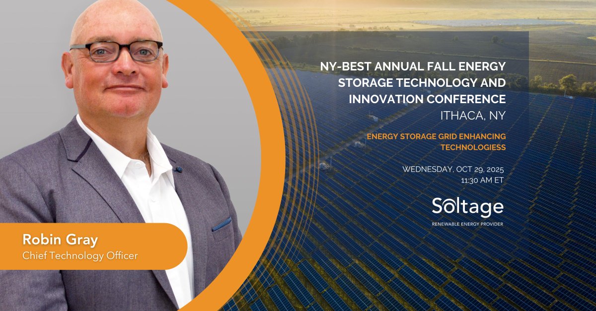 Our Chief Technology Officer, Robin Gray, will be taking the stage 10/29 at 11:30 AM ET as a panelist at NY BEST Annual Fall Energy Storage Technology &amp; Innovation Conference in Ithaca, NY. Register here: ow.ly/6BYW50XeTe8 #NYBESTTech2025