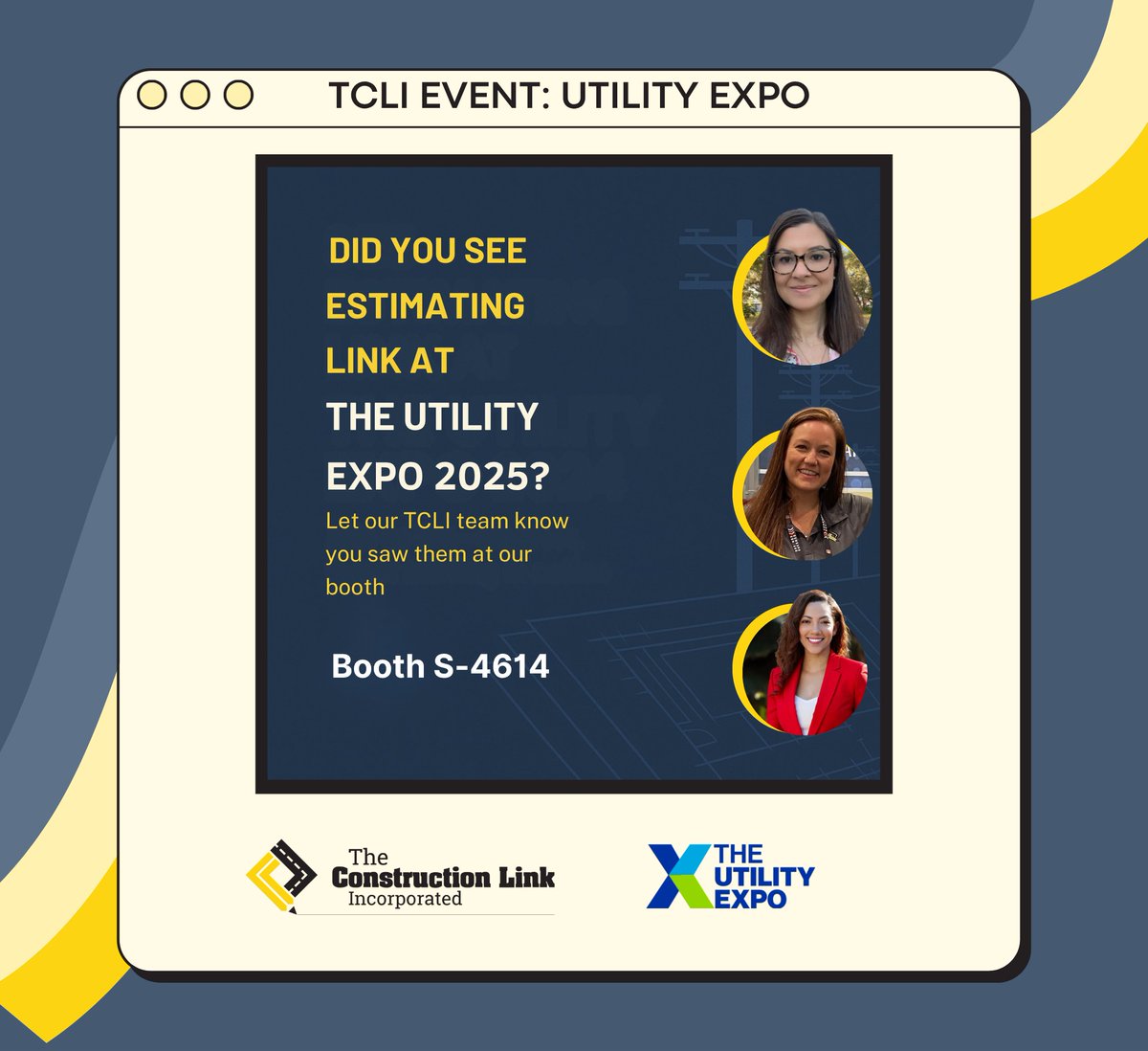 TCLI_Software's tweet image. The Utility Expo was a success!

Thanks to everyone who stopped by to learn more about Estimating Link.

If you didn’t get a chance to connect with us at the show, reach out — we’d love to show you how contractors across the country are bidding smarter and faster.