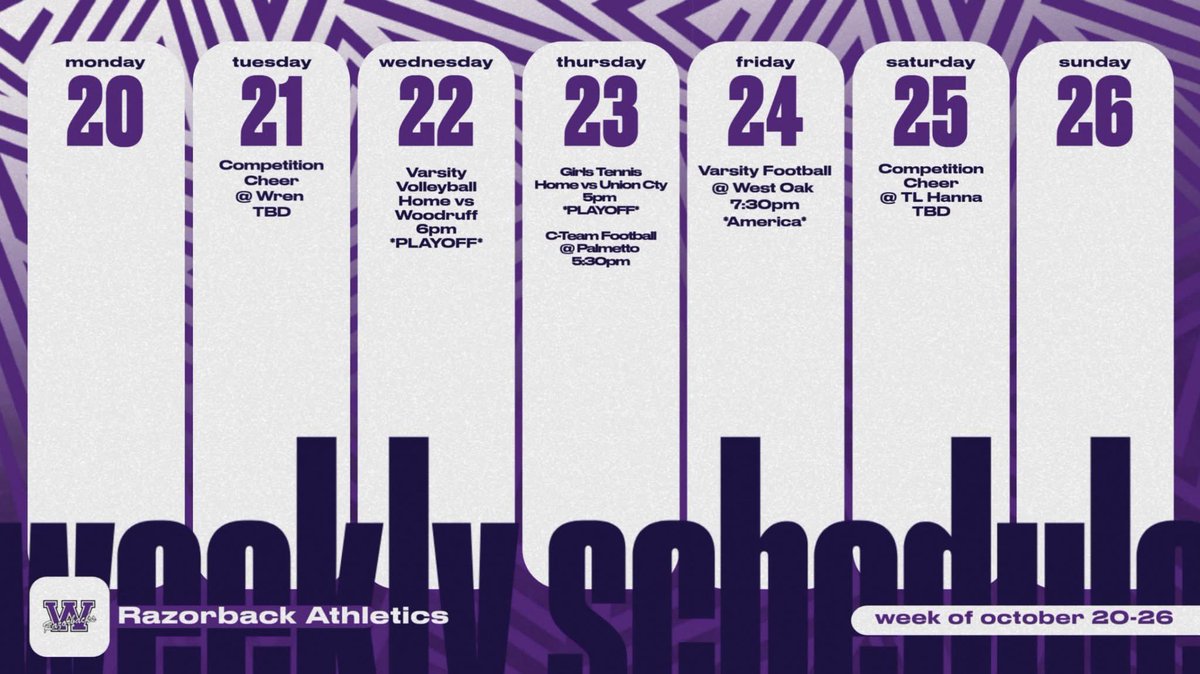 RazorbacksA's tweet image. THIS WEEK IN RAZORBACK ATHLETICS 

*PLAYOFF WEDNESAY AND THURSDAY*
Only SCHSL passes are accepted at playoff games. 
$8 Admission