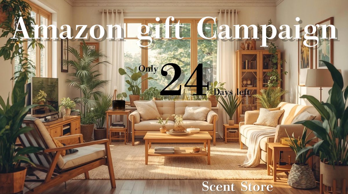 🚨1万円が毎日当たるチャンス🚨
✨香りのある毎日を！ #ScentStore の挑戦🌿
ディフューザー先行予約まで【あと24 日】🎯

🎁 #Amazonギフト券 1万円が毎日1名に当たる！
🗓️キャンペーン期間：9/1〜11/14
⏰受付時間：毎日7:00〜22:00

👇参加方法（たったの4STEP！）