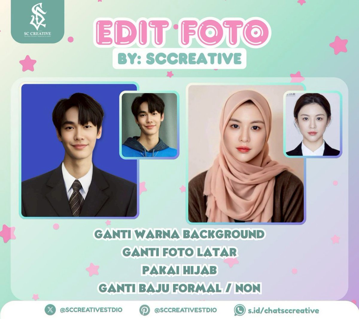 leophhard's tweet image. open jasa edit pas photo:
• hapus or ganti background
• hapus, tambah, ganti elemen
• hapus, tambah, ganti objek
• bisa rush order
• result : bit.ly/resultscstore
• langsung ke wa bit.ly/wa-jakstore