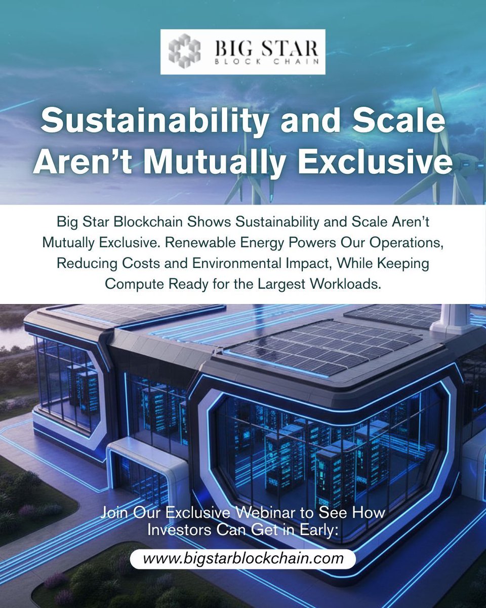 Big Star Blockchain shows sustainability and scale aren’t mutually exclusive.  🌱⚡💻

Investors: sustainable operations are the most profitable operations long-term.

 🚀 Be part of sustainable growth: bigstarblockchain.com | X: <a href="/BigStarMining/">BigStar Blockchain</a> | IG: bigstarblockchain