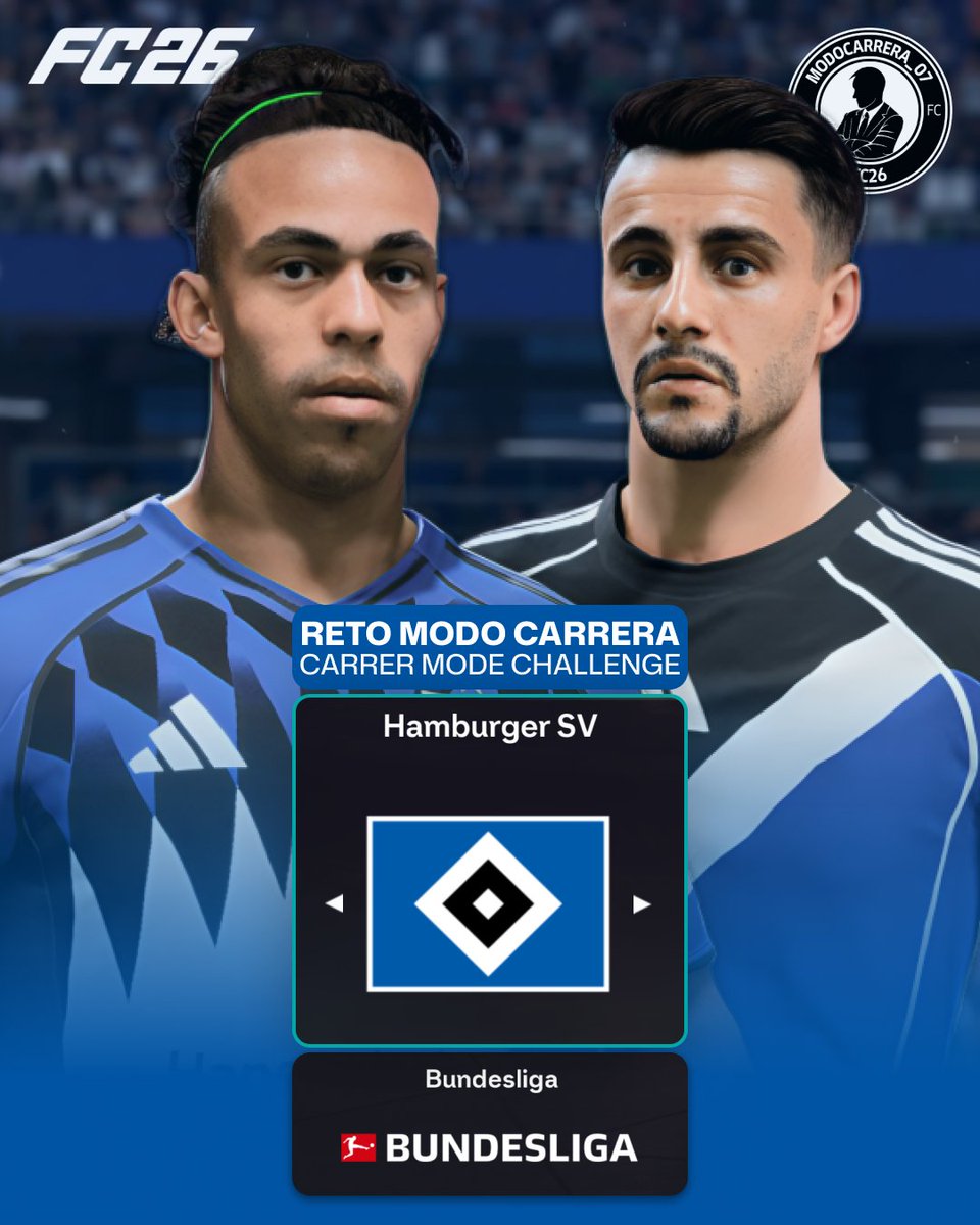 🔥 RETO MODO CARRERA #FC26 | HAMBURGO SV 🔵⚪

Un histórico dormido que sueña con volver a la élite. El Hamburgo SV, campeón de Europa en los 80’s y símbolo del fútbol alemán, busca regresar donde pertenece: la Bundesliga.

🧶 Abrimos Hilo...