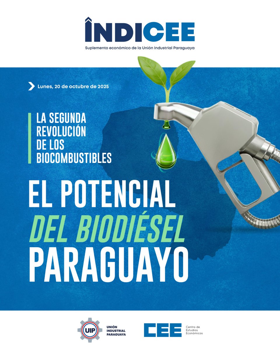 UIP_py's tweet image. 🔋El nuevo #INDICEE del CEE-UIP revela que Paraguay podría ahorrar hasta USD 300 millones al año con biodiésel. Sustituir 10% del gasoil fósil evitaría más de 600.000 toneladas de CO₂ y generaría empleo, innovación y soberanía energética.

👉Leé más: issuu.com/unionindustri.…