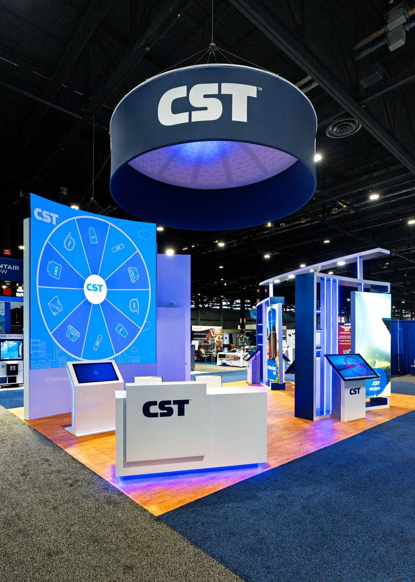 We helped <a href="/CSTIndustries/">CST Industries</a> stand out at #WEFTEC2025! Backlit graphics, an OptiDome-inspired hanging sign, four custom touch screen stations, and a branded spin-the-wheel game brought it all together! Let’s bring your vision to life! 2020exhibits.com/contact/?houst… #2020Exhibits