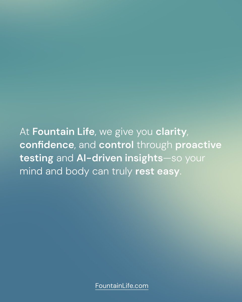 Your stress levels matter more than you think.

When stress becomes chronic, cortisol takes a toll on your body. With Fountain Life, you can rest easy knowing we're looking after your well-being—with proactive testing, advanced insights, and a team dedicated to keeping you