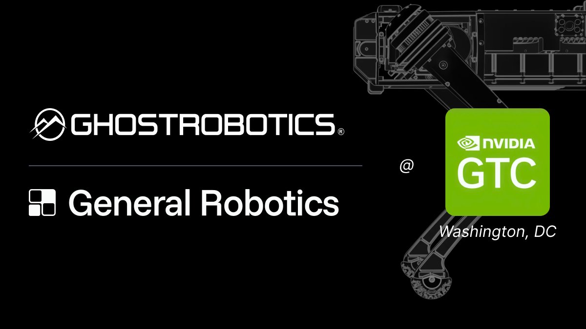 genrobotics_ai's tweet image. Excited to team up with @Ghost_Robotics at #NVIDIAGTC in DC!
Join our hands-on workshop on mission-ready deployment of robot intelligence. Experience first hand how GRID deploys AI skills on Ghost’s Vision 60 in minutes — ready for land, sea, and critical missions.

(Limited…