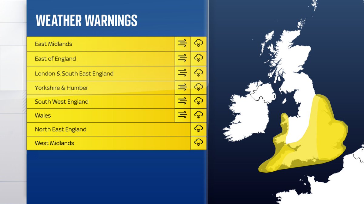 Thursday looks windy, with coastal gales developing, especially in the south. There'll be some heavy rain too, which will spread across England and Wales, leaving showery conditions. Weather warnings have been issued. Turning colder with a northerly flow news.sky.com/weather