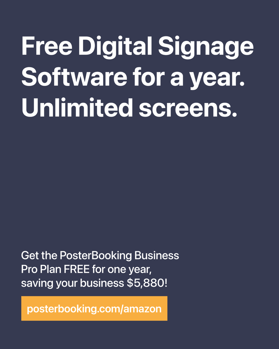 Add as many  screens as you need FREE for one year when you purchase the Amazon  Digital Signage Stick from here: posterbooking.com/amazon