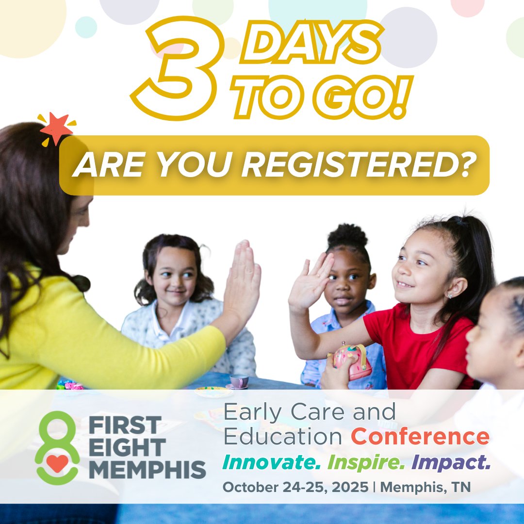 First 8 Memphis (@first8memphis) on Twitter photo 🚨 3 DAYS AWAY!
Get ready to innovate. Get ready to inspire. Get ready to impact.
🎓 The First 8 Memphis ECE Conference kicks off this week—will you be in the room? 👏 🚨 3 DAYS AWAY!
Get ready to innovate. Get ready to inspire. Get ready to impact.
🎓 The First 8 Memphis ECE Conference kicks off this week—will you be in the room? 👏