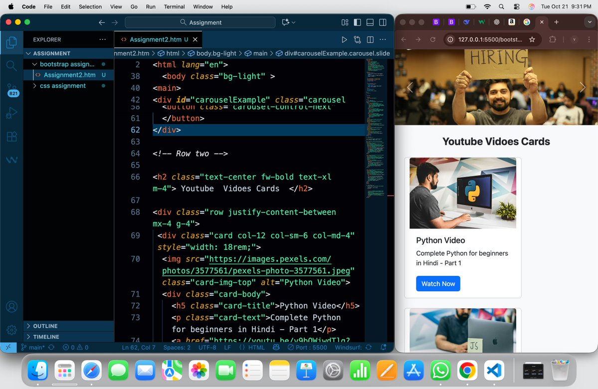 vinniit_23's tweet image. Suppose to do tailwind but ended by doing bootstrap Anyways
Day:-15 of #100DaysOfCode
Made this webpage with bootstrap
&gt;learned Carousel, flex box and grid of bootstrap
&gt;completed assignment 2