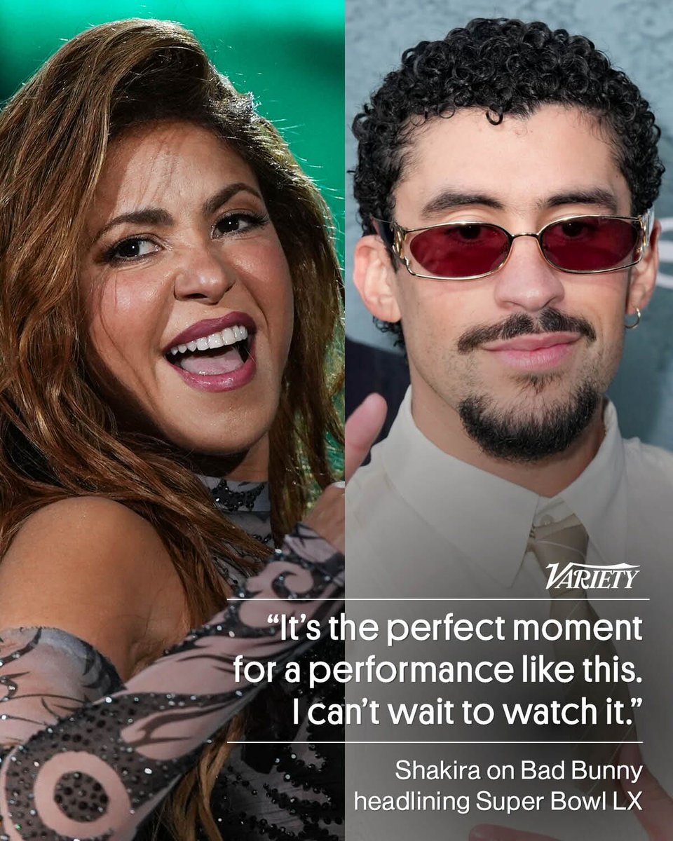 Shakira on Bad Bunny headlining the Super Bowl halftime show: "It's about time!" 

"I remember when we did ours that even having part of our set in Spanish was a bold move… Acceptance of Spanish-language music as part of the mainstream has come so far from when I started."

"And