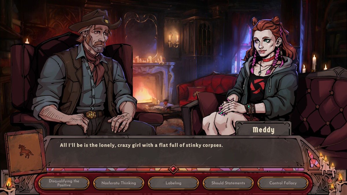 #SessionSpotlight
Queen of video games. Influencer. Trauma survivor. 👾
Can you name the cognitive distortion Meddy is clinging to?