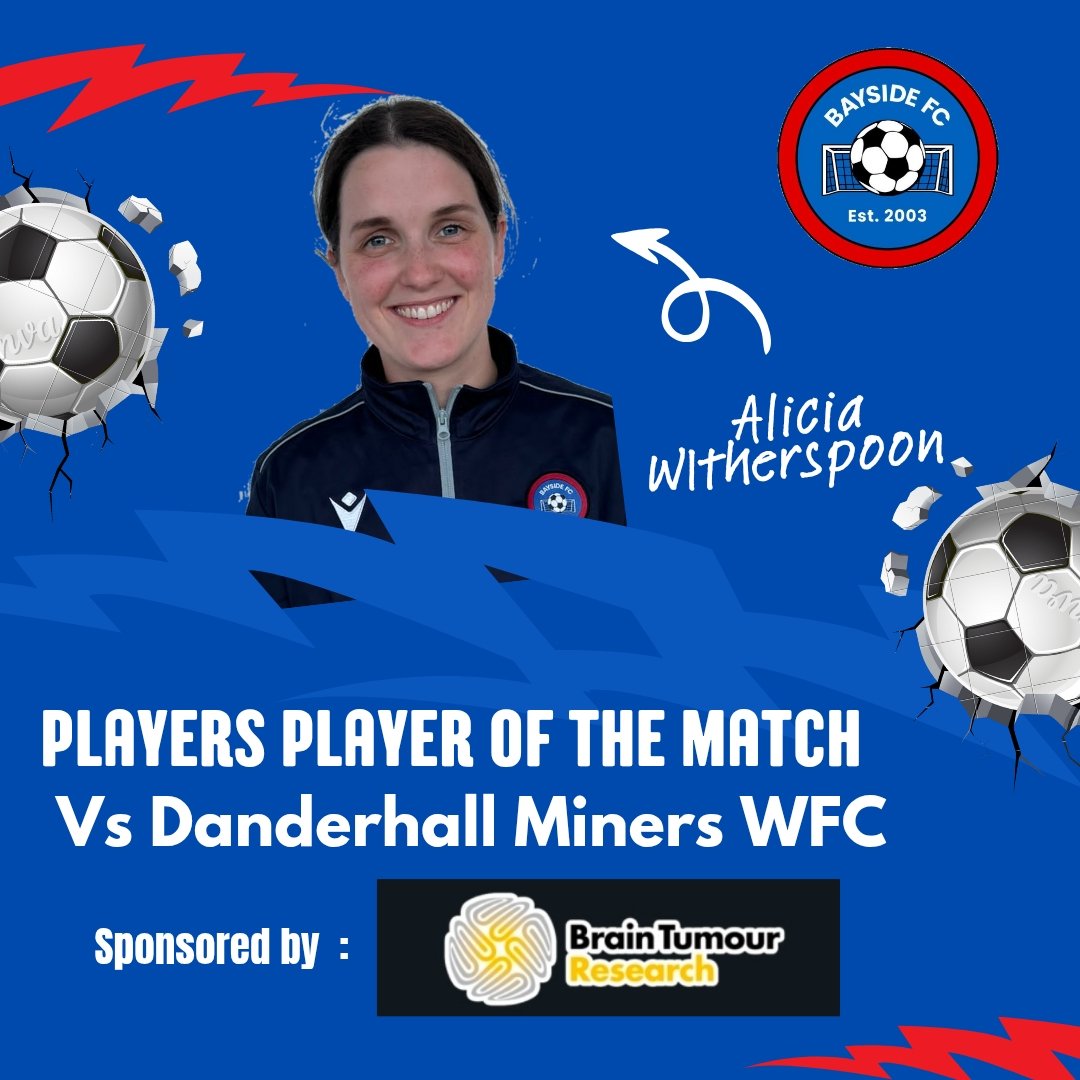 Bayside Women & Girls FC (@baysidewomenfc) on Twitter photo ⚽️ Bayside Women’s Team ⚽️
Bayside Ladies vs Danderhall Miners WFC-SWFL East League 
Players Player of the Match ⚽️
Awarded  to Alicia Witherspoon 💙❤️⚽️
Well done, Alicia 💙❤️⚽️
<a href="/Jax_Mc_Media/">Jax Mc Media</a> ⚽️ Bayside Women’s Team ⚽️
Bayside Ladies vs Danderhall Miners WFC-SWFL East League 
Players Player of the Match ⚽️
Awarded  to Alicia Witherspoon 💙❤️⚽️
Well done, Alicia 💙❤️⚽️
<a href="/Jax_Mc_Media/">Jax Mc Media</a>