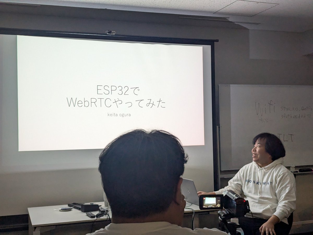 miso_develop's tweet image. 続いて小椋さん！ESP32でWebRTC！ #IoTLT