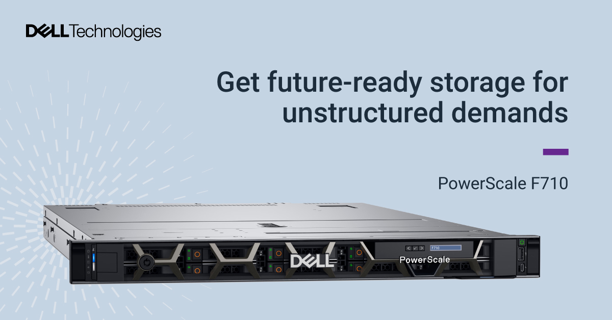 Dell_IN's tweet image. Worried about handling growing unstructured data?

The #PowerScale F710 scales with your workloads, supporting AI, big data, and HPC without interruptions, while keeping storage cost-effective and smart.

Explore more: del.ly/6011ANKSb
#DellIndia