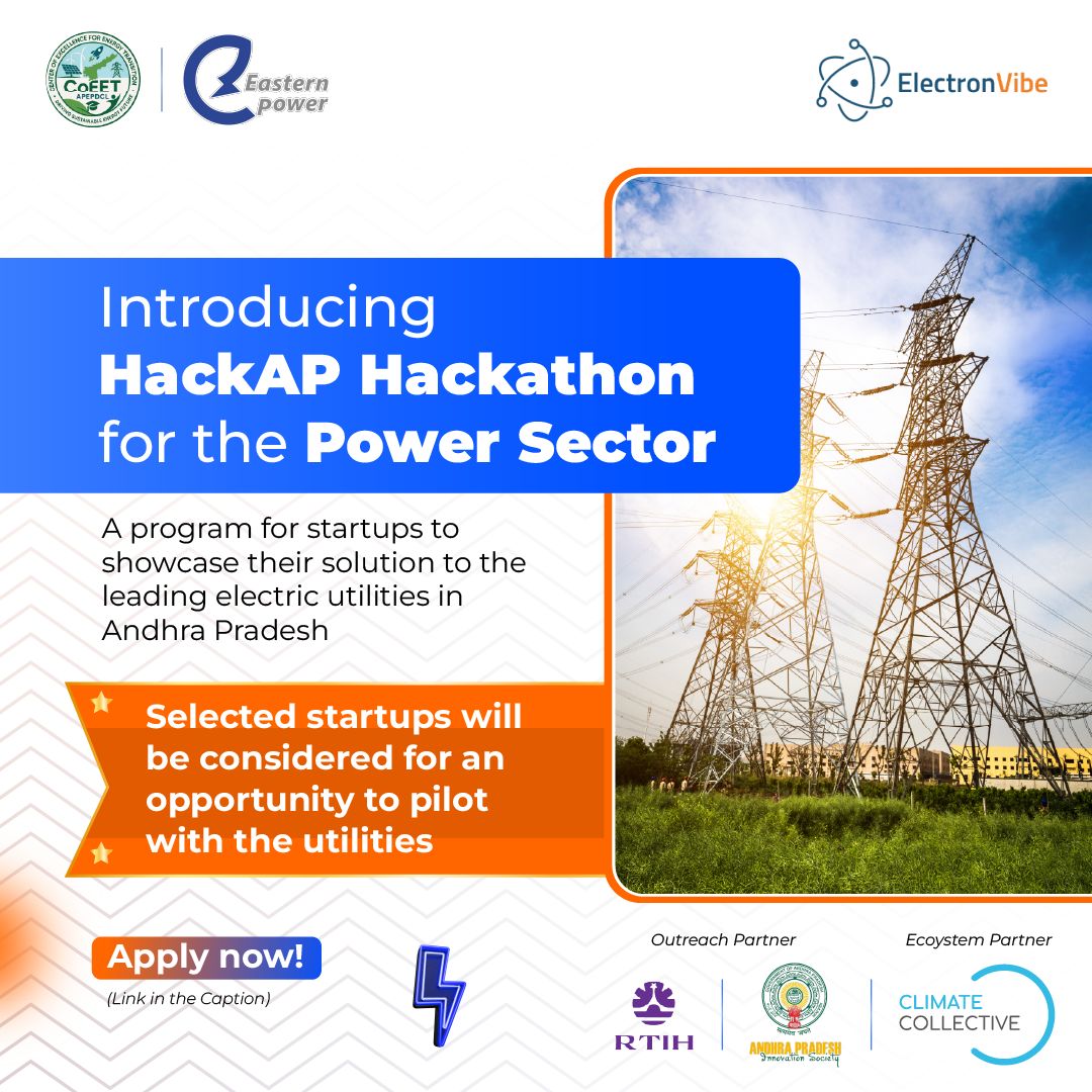 Startup_APIS's tweet image. ⚡ HackAP Hackathon for the Power Sector!

Showcase your innovation to AP’s electric utilities!
Solve real challenges, pitch your ideas &amp;amp; win pilot opportunities!
🔗 Apply: lnkd.in/d5wyRubj
🗓️ Deadline: Oct 23

#HackAP #PowerSector #StartupIndia #GridInnovation #Energy