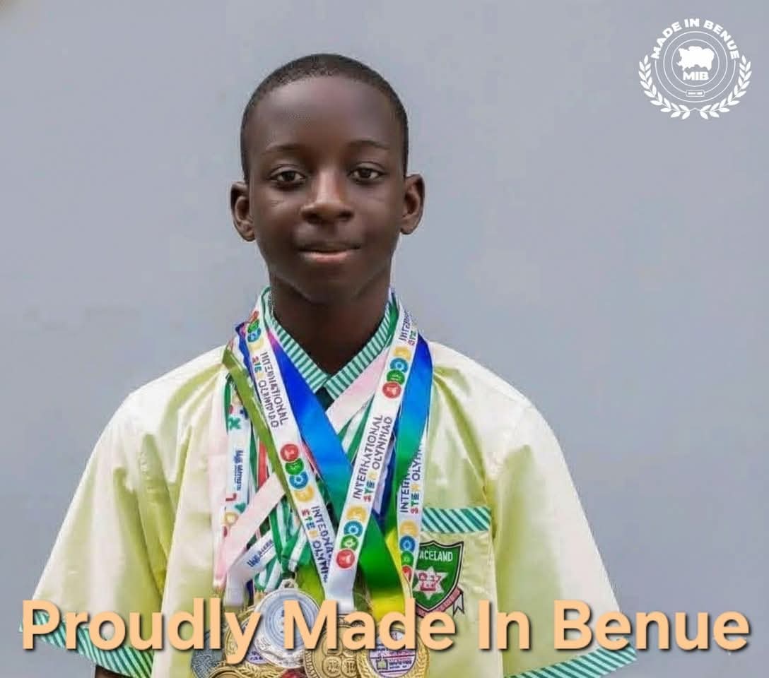 MadeInBenue_'s tweet photo. BENUE: THE LAND OF RISING STARS – 15-YEAR-OLD BENUE PRODIGY, ADOGA AGBO, SHINES GLOBALLY

Benue State, home to rich culture and boundless talent, proudly presents Adoga Agbo, a 15-year-old prodigy from Otukpo who is putting the Benue Valley on the global academic map. 

Scoring a perfect 1600 on the SAT and earning 84 international awards in Mathematics, Coding, and STEM, Adoga exemplifies the brilliance Made In Benue.

A student of Graceland International School, Port Harcourt, Adoga has triumphed in prestigious competitions such as the Singapore Maths Global Finals and the International STEM Olympiad in Spain, where he claimed multiple World Champion titles.

His remarkable achievements include:
✅ Perfect Scorer – Singapore & Asian Schools Maths Olympiad (SASMO) 2024
✅ World Champion – International STEM Olympiad (Maths & Coding, Spain 2025)
✅ Winner – Cowbellpedia TV Quiz Show 2023 (₦5 million + trip to South Africa)
✅ 1st Place – Maths4Life National Tournament 2025 (₦3 million prize)
✅ Gold Medalist – American Math Olympiad 2024

Adoga Agbo’s success is more than a personal triumph; it’s a litmus indicator to the unmatched potential flourishing in Benue. 

Through the Made In Benue initiative, we are proud to spotlight talents like Adoga, showing the world that the Benue Valley is a powerhouse of creativity, dedication, and excellence.

Congratulations, Adoga! Your achievements inspire a whole generation and highlight the extraordinary promise of Benue.
#MadeInBenue #WoodHouseEntertainment #mib10 #Benueachievements #mibexcellence