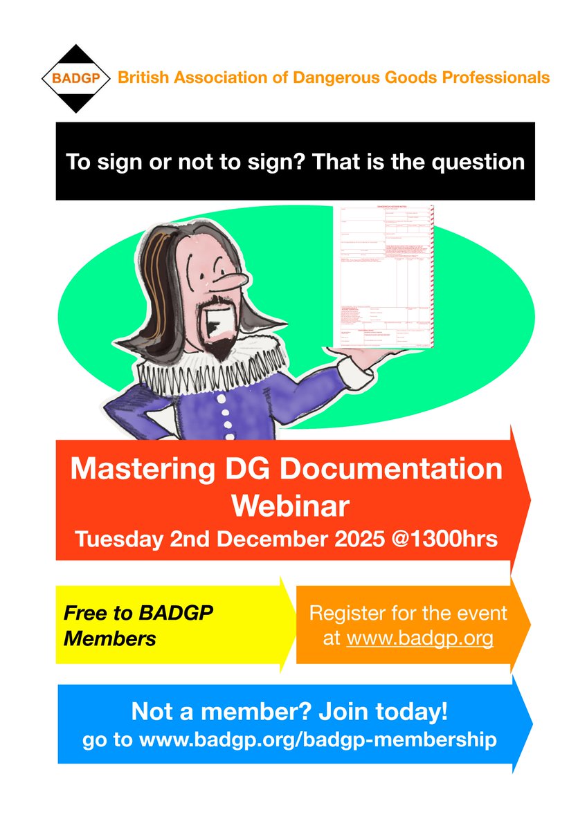 BADGP Webinar ‘Mastering Dangerous Goods Documentation’ on Tuesday 2nd December at 1pm GMT.

To register for the webinar, please visit: badgp.org/event-5914039

Questions? Please contact: enquiries@badgp.org

#badgp #dgsa #dangerousgoods #transport #transportdocumentation