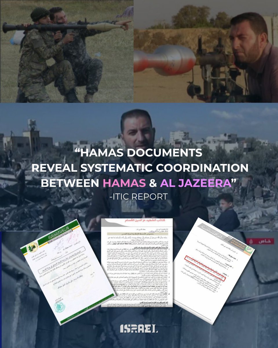 “Hamas considerava Al Jazeera non solo una piattaforma mediatica per la cronaca e la trasmissione di messaggi, ma anche parte integrante della propaganda del movimento, della sua delegittimazione di Israele e della sua macchina da guerra psicologica.”

👉 terrorism-info.org.il/en/documentary…