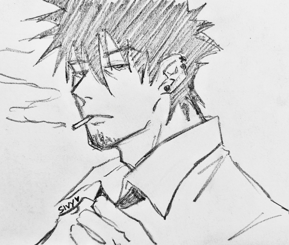 still thinking about 26 y/o megumi with a lil beard on his chin (thanks kunde‼️) + projecting my burnout onto him w a smoking addiction bc i almost considered smoking a cig after work the other day but i will not give in, so he'll do it for me (+ lil yuji bonus in the replies!)
