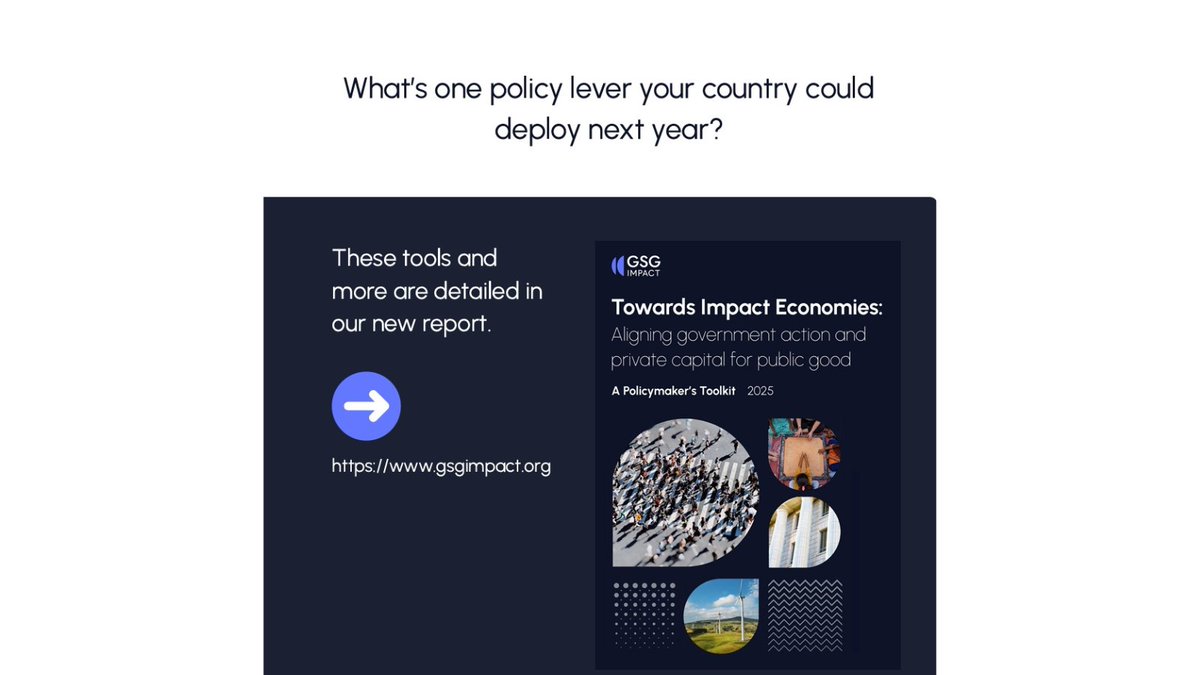 GSGImpact's tweet image. 🏛️Governments shape #impact markets in more ways than one. They spend, regulate, and build the market infrastructure.
Our #Policymaker´s Toolkit maps 14 #policytools into three✅action-oriented roles⬇️ Read for more shorturl.at/7rSaA