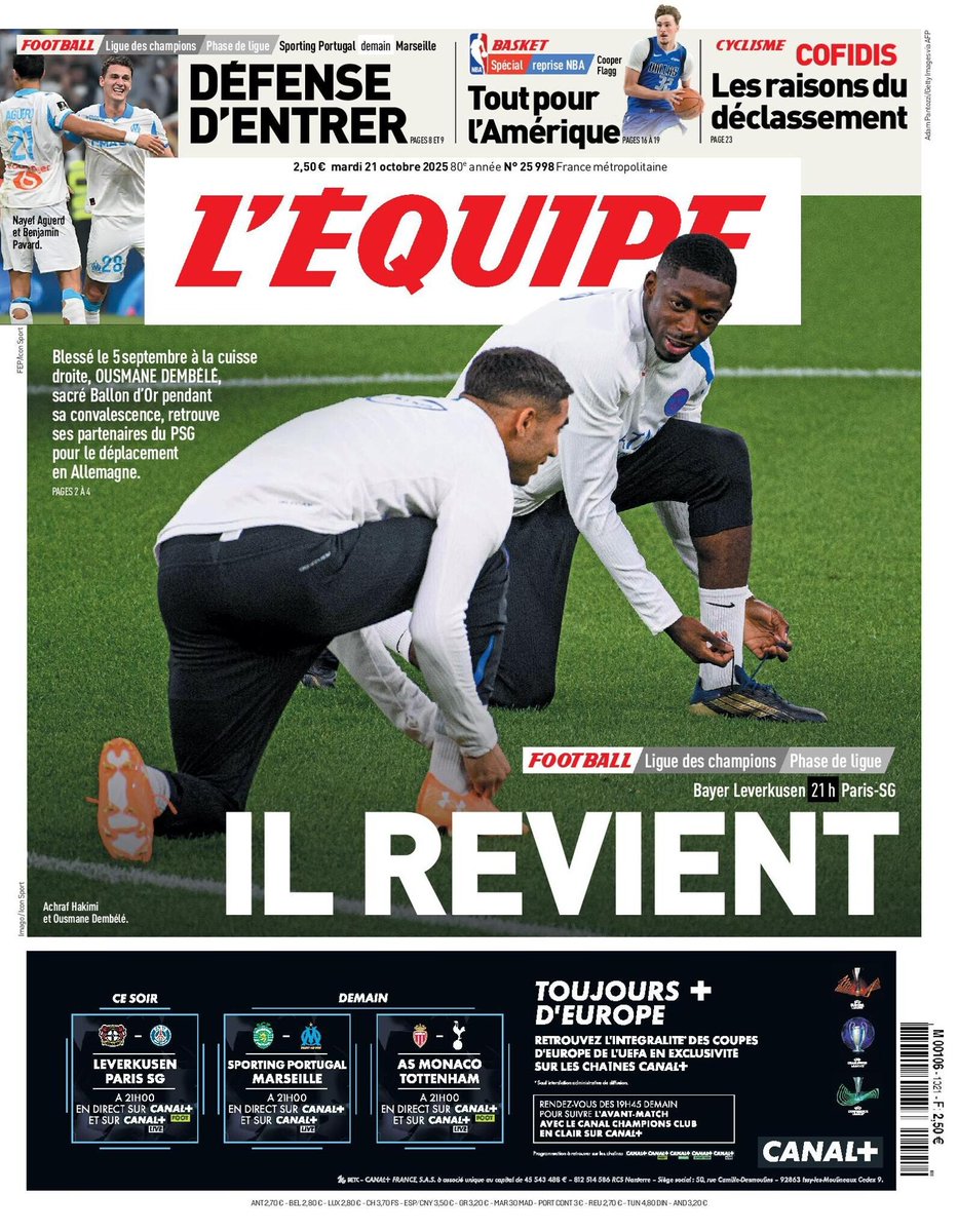 lequipedegreg's tweet image. LE PROGRAMME DU JOUR 🚨 

RDV 18h20 !  

🎙️L&apos;immanquable Bayer Leverkusen-PSG : l&apos;avant match avec @Gio_Castaldi 
⚽️Leverkusen-PSG : Paris toujours impérial en C1 ?
🔵 Sporting-OM : le match bascule de la saison européenne de l&apos;OM ! 
🧤 Gardiens au PSG : pourquoi c&apos;est toujours…