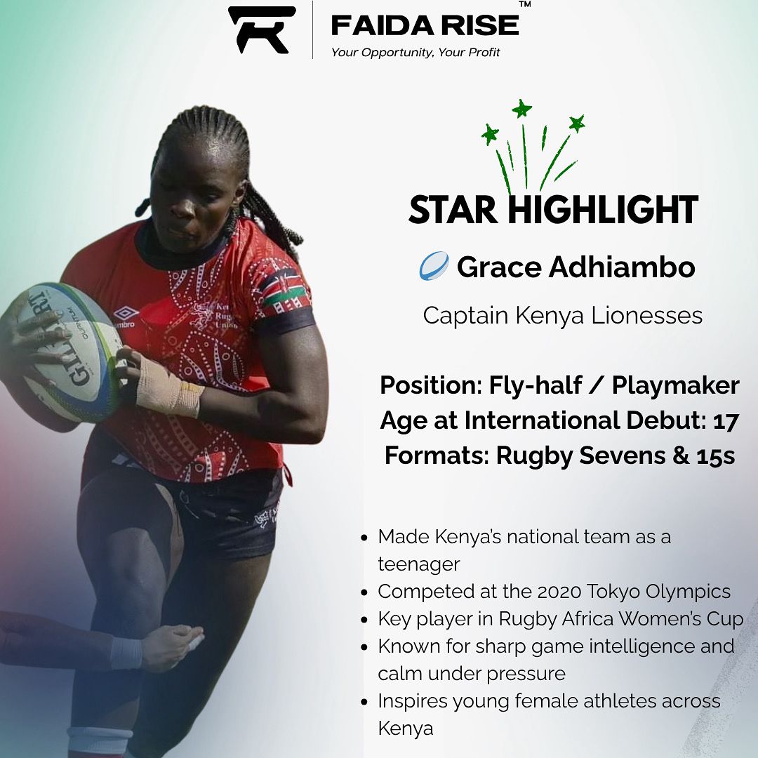 FaidaRise's tweet photo. Grace Adhiambo is the true definition of leadership and determination. From making her Kenya debut at just 17 to captaining the Lionesses, she continues to inspire with her sharp game sense and calm under pressure. Her journey is an inspiration to many. https://t.co/N4Ii6375v2