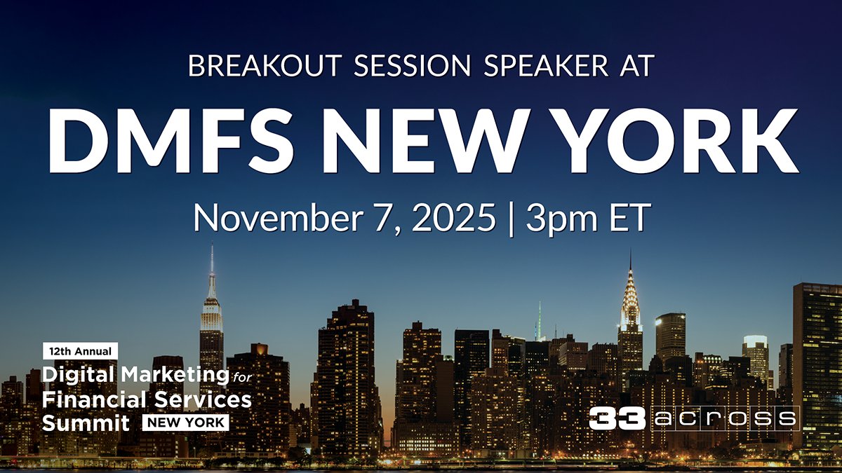33Across President, Paul Bell, will take the stage along with <a href="/Equifax/">Equifax Inc.</a> during DMFS to discuss how high quality data  and curation helps financial services marketers find and convert audiences. Hope to see you there! bit.ly/47zXpFZ