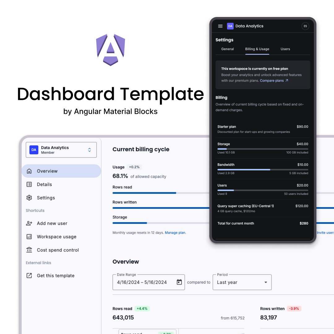 shhdharmen's tweet image. Build your SaaS dashboard in days, not months.
Our new "Dashboard" template is live!
🚀 A20, Zoneless, TW4 📊 Charts, tables, filters ⚙️ Settings, Billing, Users 🌓 Light/Dark modes
The complete analytics package.
#AngularMaterial #SaaS #UIUX
ui.angular-material.dev/templates#dash…