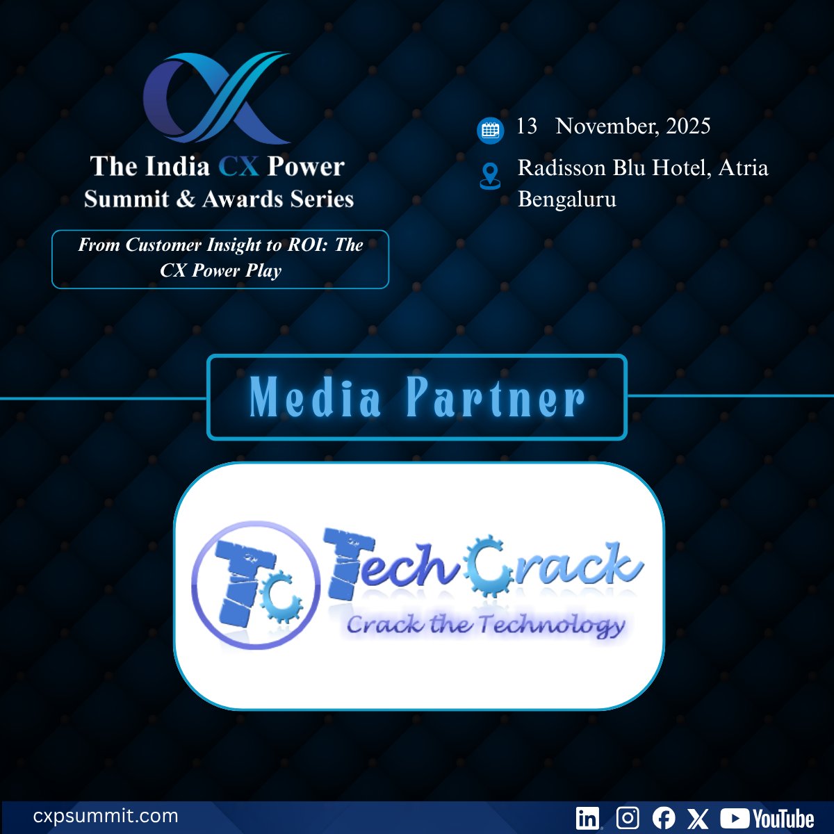 IXG2024's tweet image. We are delighted to announce that @TechCrackBlog  has joined us as official Media Partner for The India Power CX Summit &amp;amp; Awards Series in Bengaluru, India.

#influenceexchangegroup #indiacx2025 #mediapartner #techcrack #icxpsas2025