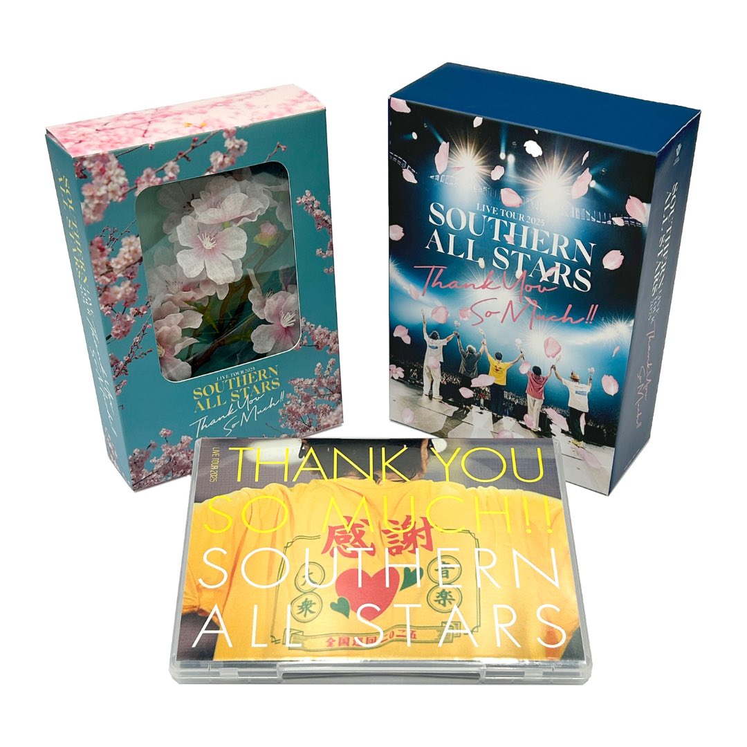 2025年11月19日リリース🎊
#サザンオールスターズ Blu-ray &amp; DVD
『LIVE TOUR 2025「#THANKYOUSOMUCH!!」』

完全生産限定盤「感謝満開（THANK YOU SO MUCH）BOX」に付属する特典が全て公開となっております😚🎁

Special Goodsは「逢瀬の桜〜THANK YOU SO MUCH!!〜」🌸
Bonus