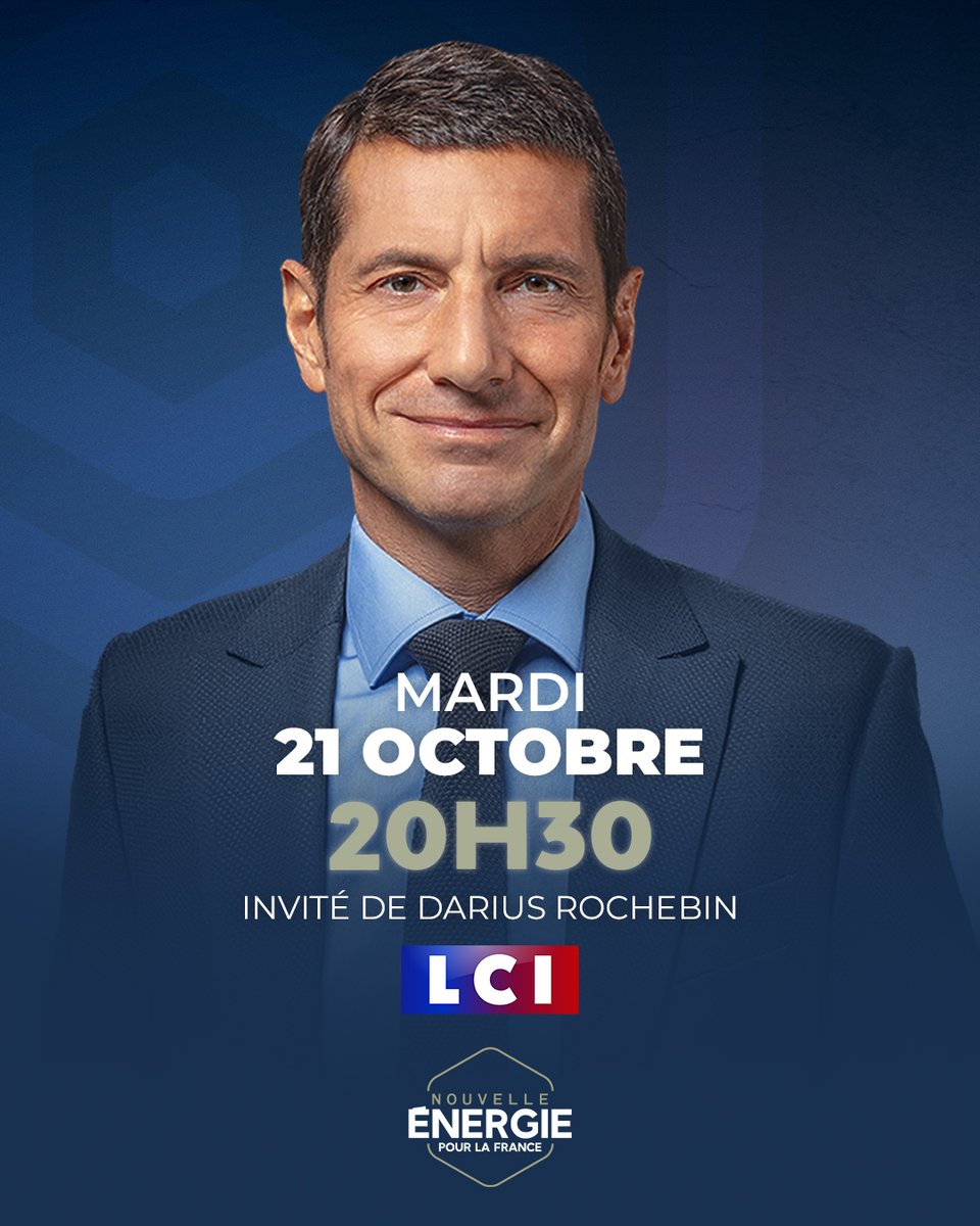 📣 <a href="/davidlisnard/">David Lisnard</a> sera l'invité de <a href="/DariusRochebin/">Darius Rochebin</a> ce soir, à partir de 20h30, sur <a href="/LCI/">LCI</a>.