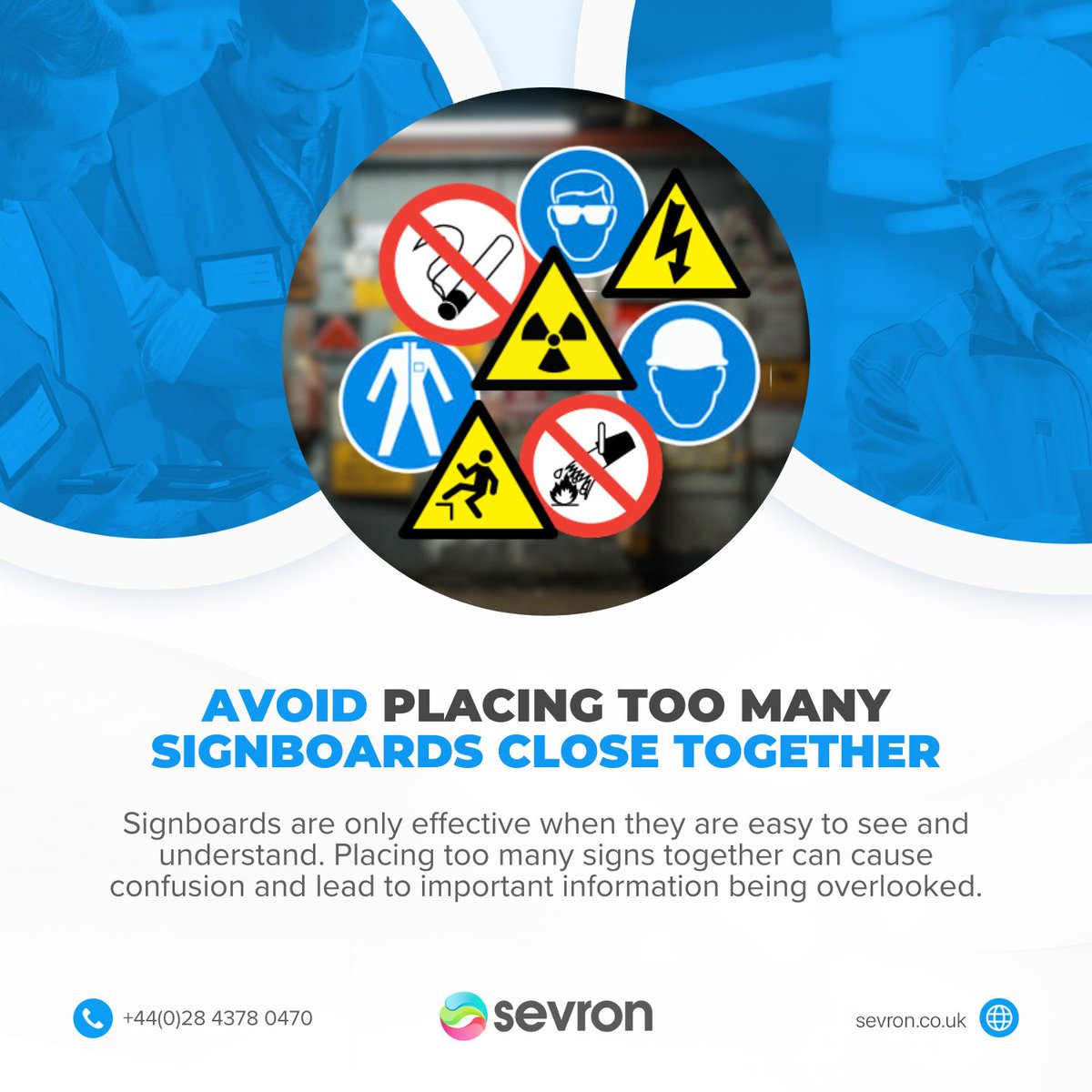 SevronLtd's tweet image. Avoid placing too many signs in one area, as this can confuse workers and make critical information harder to notice.

Watch our demo to see how compliance can be streamlined: go.sevron.co.uk/41Ti2dX

#WorkplaceSafety #COSHH #RiskManagement #HealthAndSafety